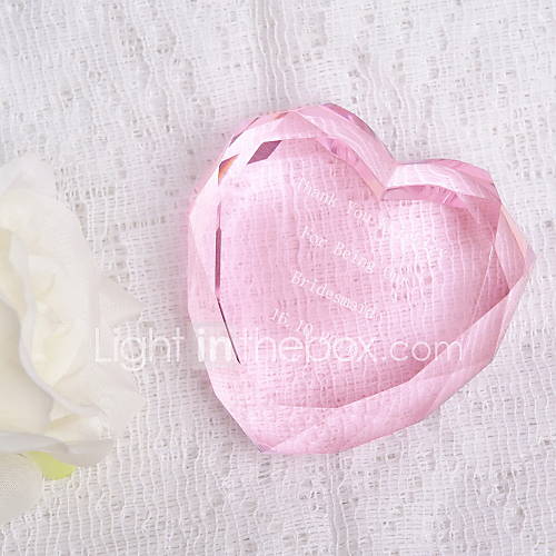 Personalized Pink Heart shaped Crystal Table Display Keepsake