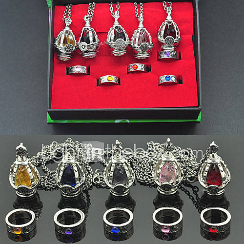 Kyoko Sakura Lantern Shape Cosplay Necklace and Ring Set (10 pieces)