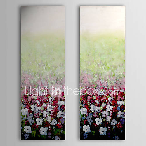 Hand Painted Oil Painting Floral with Stretched Frame Set of 2 1309 AB1027