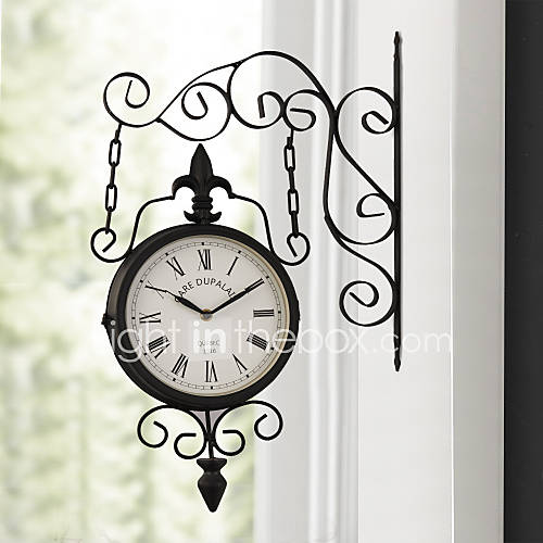 24H Artistic Metal Double Dial Wall Clock