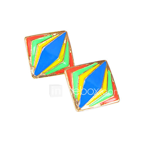 European and American jewelry retro punk style personality drip hit color color geometric square stud earrings E857