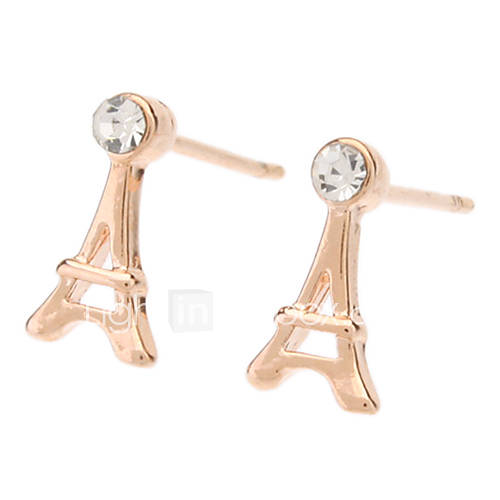 Rose Gold Tower Stud Earrings