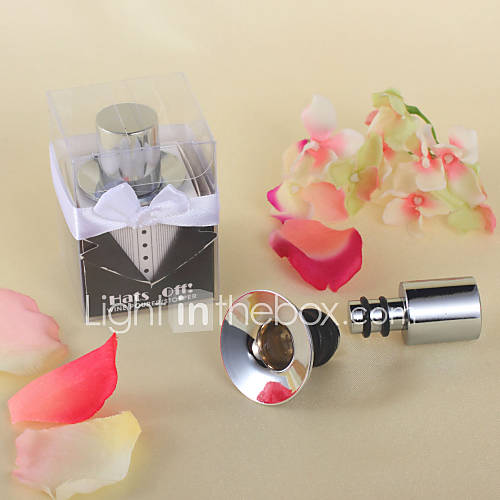 Hats Off Chrome Top Hat Wine Pourer/Bottle Stopper