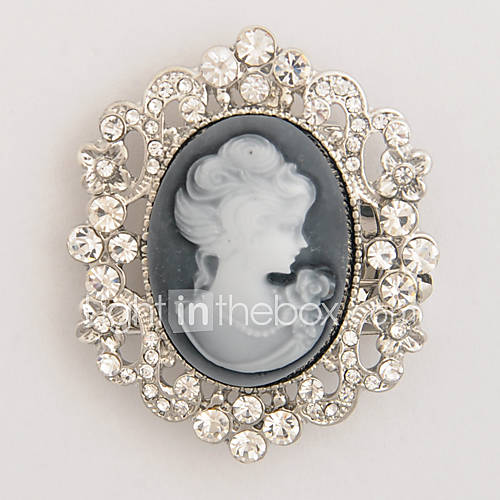 Multicolor Rhinestone Classic Queen Carved Brooch