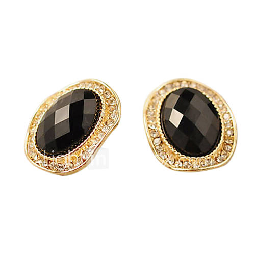 European and American jewelry retro exaggerated atmospheric diamond black gem earrings E528