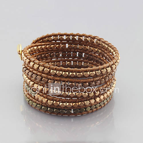 Vintage Style Friendship Weaving PU Leater Alloy Wrap Bracelet (CLJ B 496)