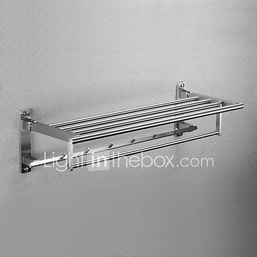 Contemporary 304 Stainless Steel Multifunctional Bathroom Towel rack With Hooks