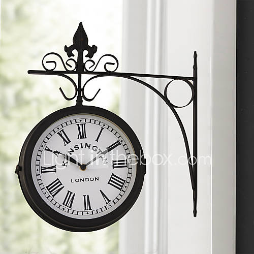 14H Artistic Metal Double Dial Wall Clock