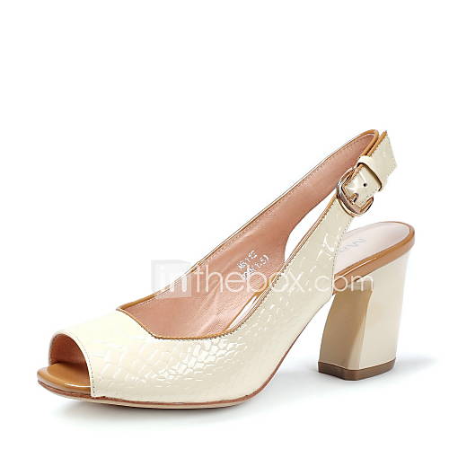 Tasteful Patent Leather Peep Toe Chunky Sandals Shoes with Buckle Casual Shoes(More Colors)