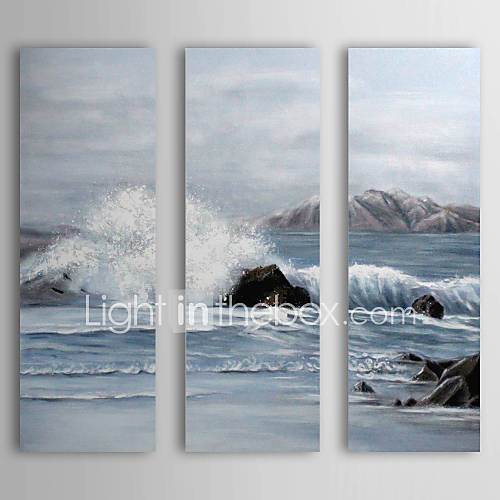 Hand Painted Oil Painting Landscape Wave with Stretched Frame Set of 3 1310 FL1138