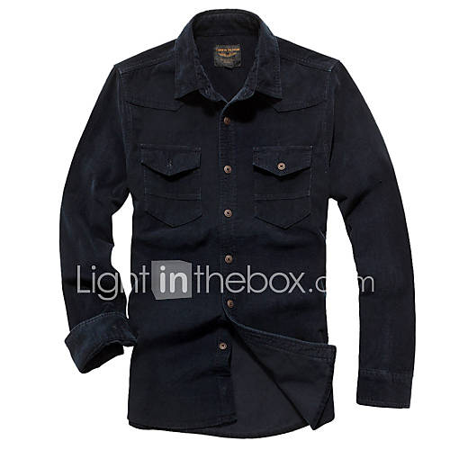 Mens High Class Shirt Collar Long Sleeve Casual Slim Fit Stylish Corduroy Shirts