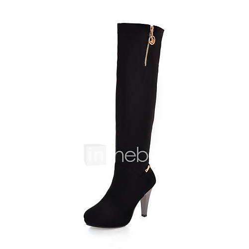 Suede Stiletto Heel Platform Knee High Boots Party Shoes