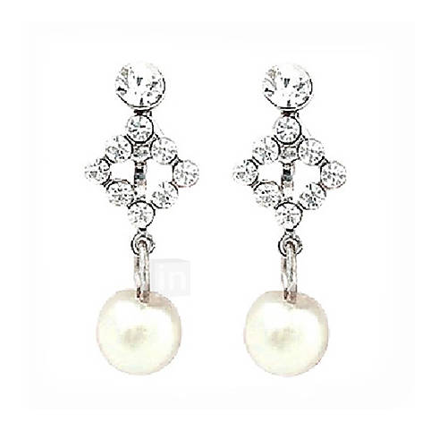 Gorgeous Alloy With Rhinestone Pearl Womens Earrings