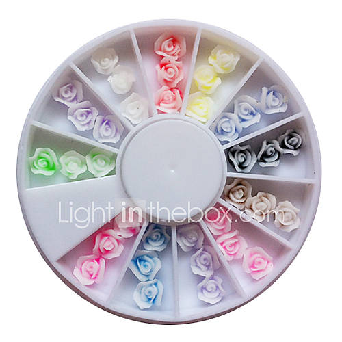 36PCS FIMO Large Size 3D Rose Nail Art Decoration