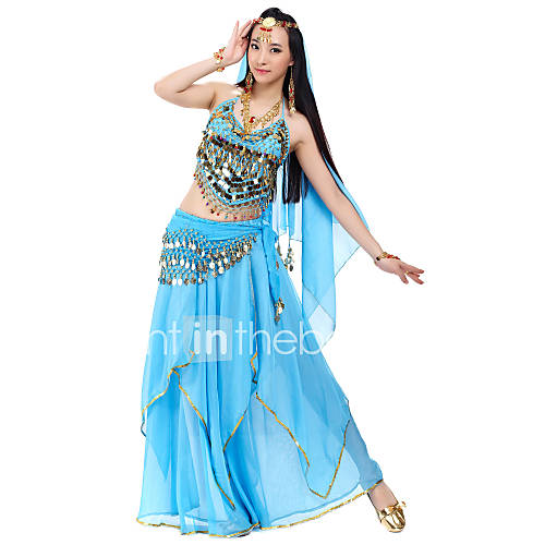 Belly Dance Outfits Women's Chiffon Beading / Coins / Sequins Natural ...