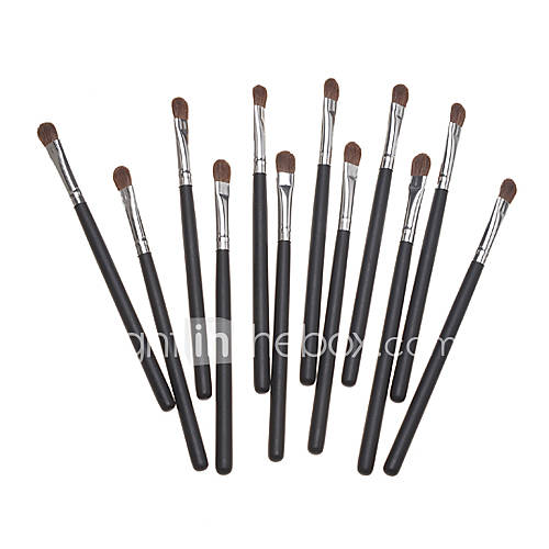 12PCS Black Handle Brown Brush Small Eyeshadow Brush