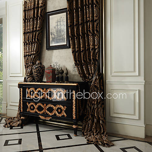 (Two Panels) Rococo Floral Jacquard Eco friendly Curtain