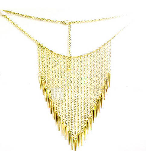 Womens Rivet Tassels Necklace