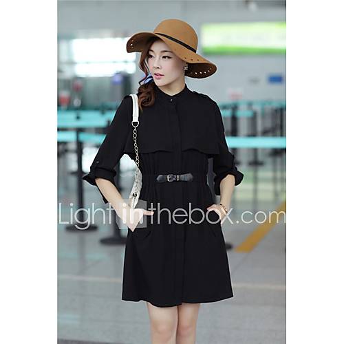 Womens Roll Collar Solid Color Outwear