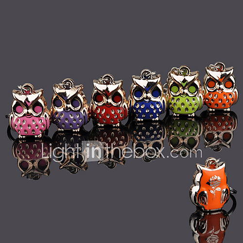 Metal Owl Rhinestones Keychain   Set of 12 (Random Color)