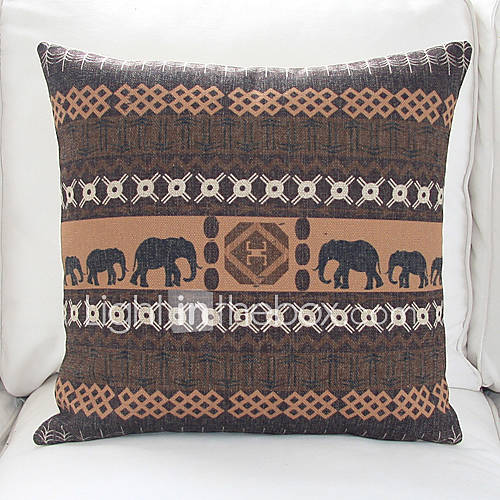 18 African Elephants Cotton/Linen Decorative Pillow Cover