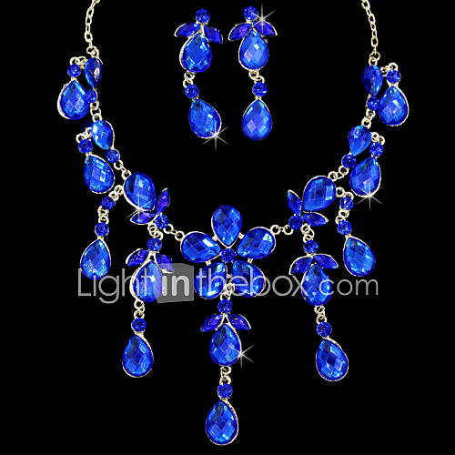 Amazing Alloy Silver Plated With Rhinestone Necklace Earrings Jewelry Set(More Colors)