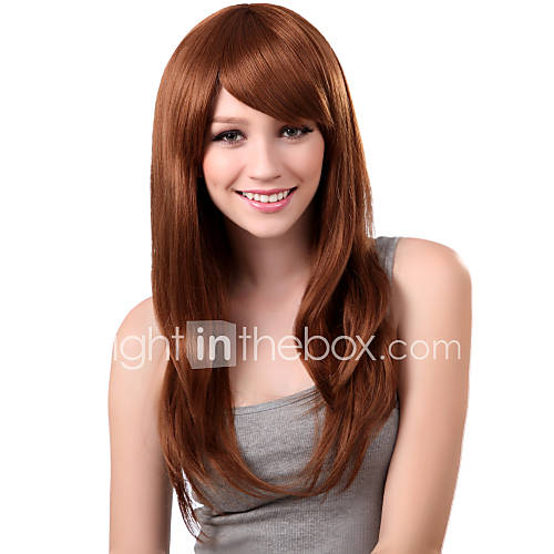 Capless Long Synthetic Golden Blonde Straight Hair Wig Side Bang
