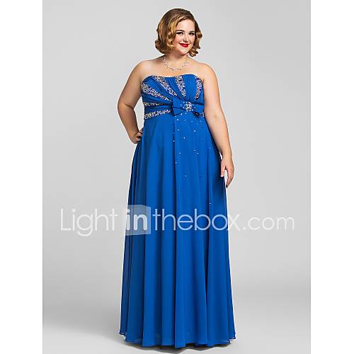 Plus Size Sheath/Column Strapless Chiffon Evening/Prom Dress