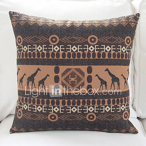 18 African Giraffles Pattern Cotton/Linen Decorative Pillow Cover