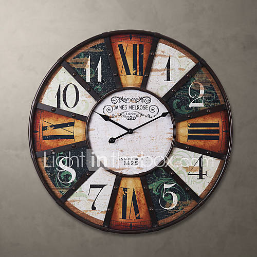 H24 Country Style Metal Square Wall Clock