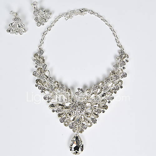 Gorgeous Silver Plated with Cubic Zirconia Jewelry Sets(Earring4cm)