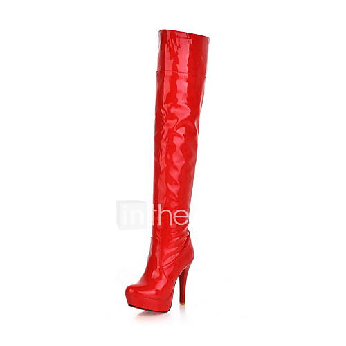 Patent Leather Stiletto Heel Platform Over The Knee Boots With Zipper (More Colors)