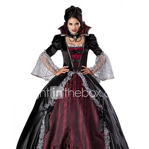 Bloodthirsty Vampire Burgundy and Black Deluxe Floor length Dress Womens Halloween Costume