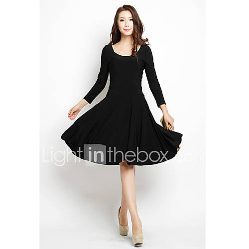 Womens Slim Swing Waisting Dress(Black)