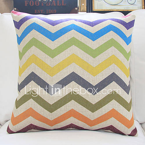 18 Colorful Wavy Cotton/Linen Decorative Pillow Cover