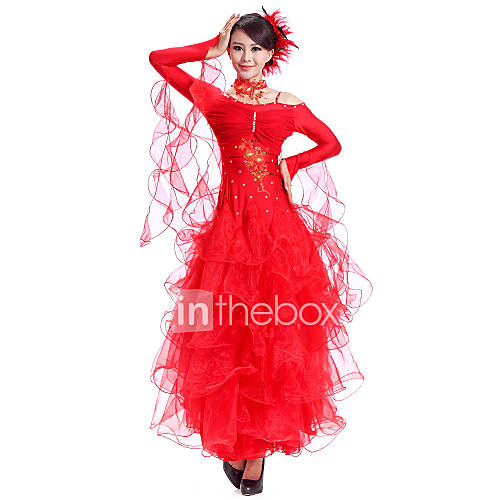 Beautiful Dancewear Spandex Tulle Dance Dress For Ladies(More Colors)