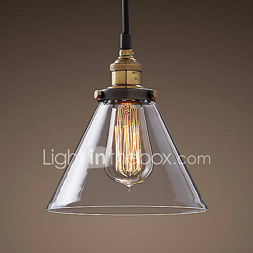 Vintage 1 Light Pendant In Glass Shade