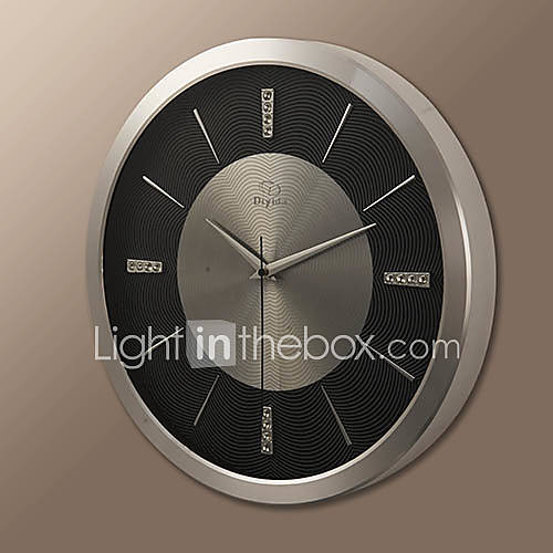 17H Office Black Circle Aluminum Wall Clock