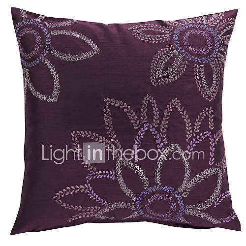 17 Traditional Embroidered Flower Polyester Decorative Pillow Cover