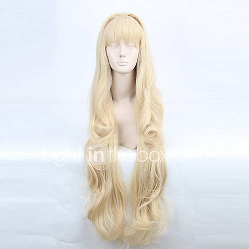 Vocaloid SeeU 80cm Light blonde Long Curly Cosplay Wig