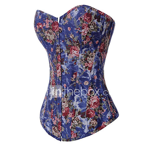 Pattern Strapless Lace up Back Denim Country Lolita Corset