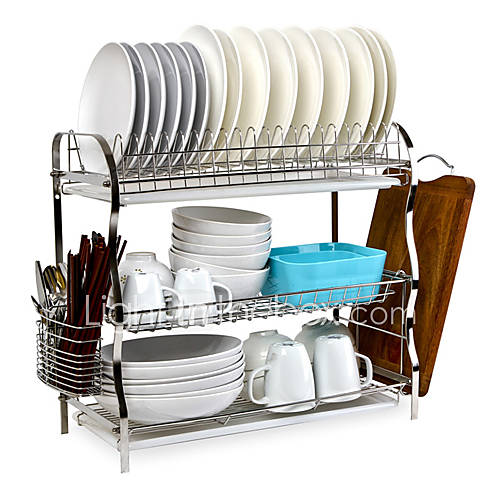 Racks,Silver Stainless Steel Dish Rack Cutting Board Rack Cup Holder