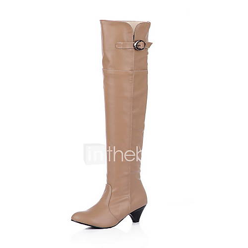 Faux Leather Kitten Heel Over The Knee Boots Casual Shoes(More Colors)