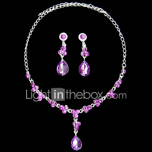 Beautiful Alloy Silver Plated With Rhinestone Necklace Earrings Jewelry Set(More Colors)