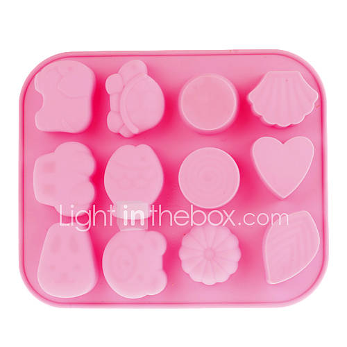 12 Cavity Silicone Cake Mold (Pink)