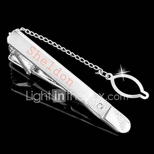 Personalized Silver Tie Clip With Tail Chain