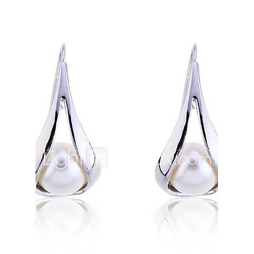 Glossy Alloy Pearl Teardrop Earrings(More Colors)