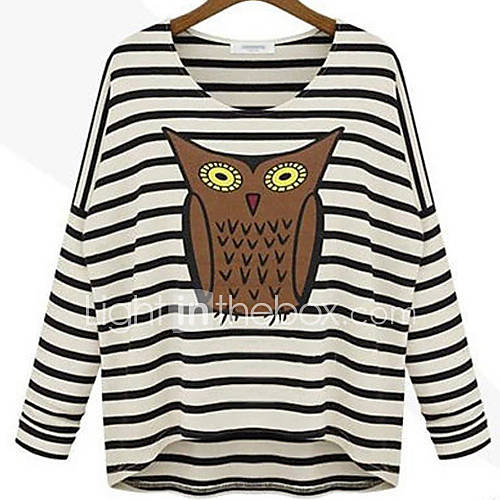 Womens Owl Print Stripes T Shirt