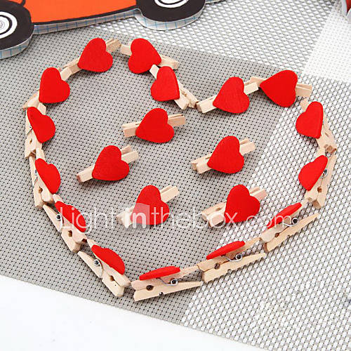 Red Peach Heart Craft Wooden Clip Set of 20