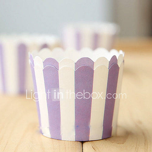 Purple Striped Muffin Cups Cupcake Wrappers Set of 50